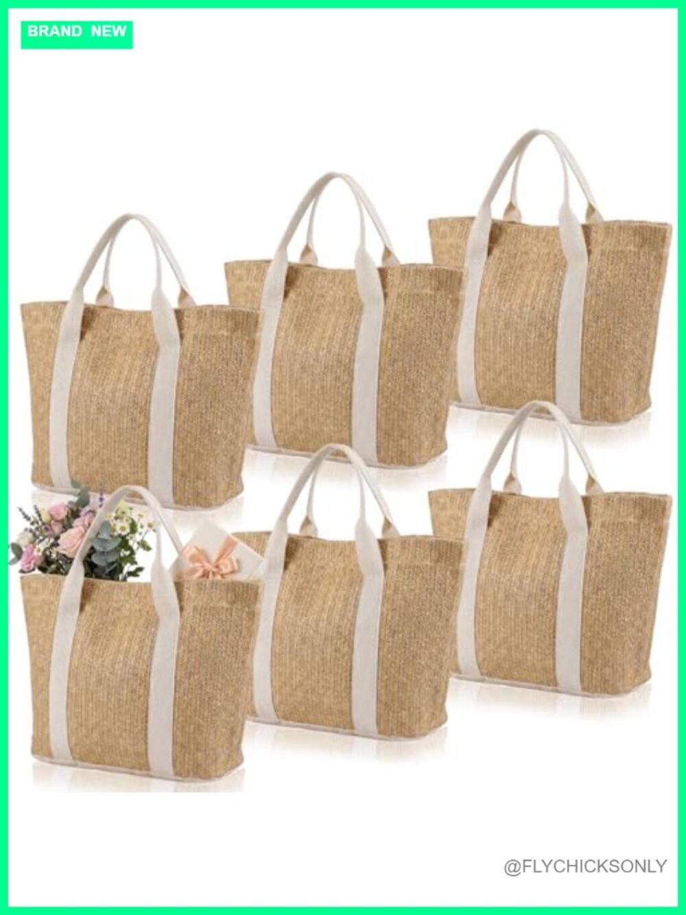 Mini Straw Beach Tote Bags for Bachelorette Favors Burlap Bag with Handles